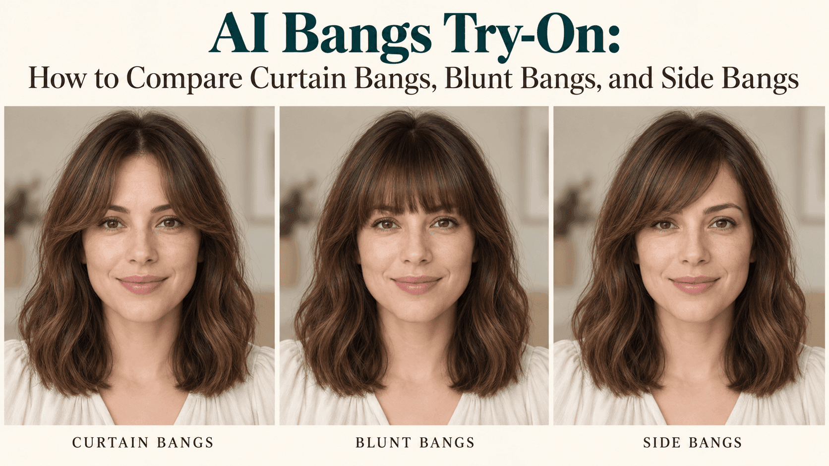AI Bangs Try-On: Compare Curtain, Blunt, and Side Bangs