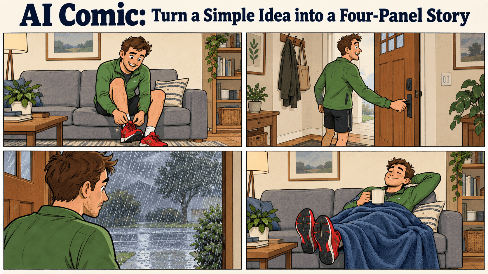 AI Comic: Turn a Simple Idea into a Four-Panel Story
