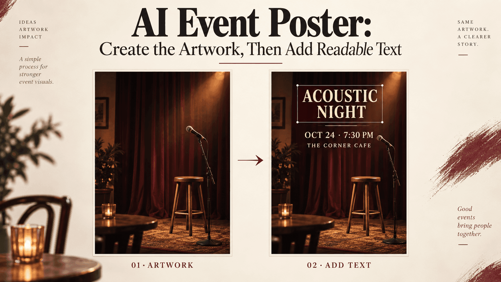 AI Event Poster: Create Artwork, Then Add Readable Text