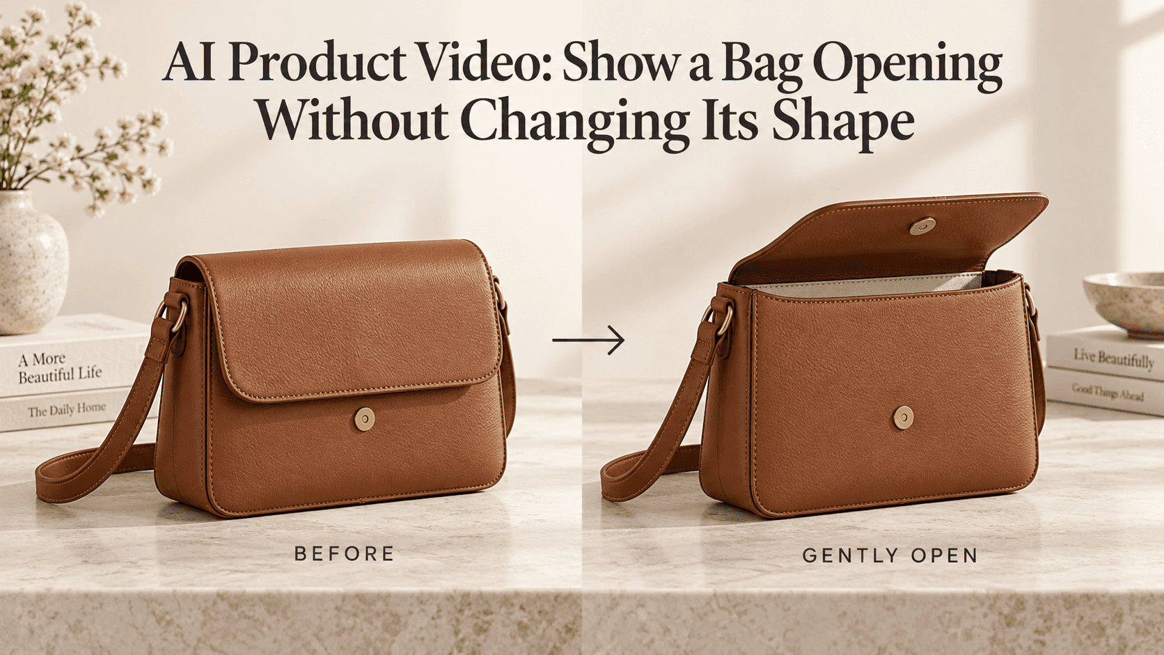 AI Product Video: Open a Bag Without Changing Its Shape