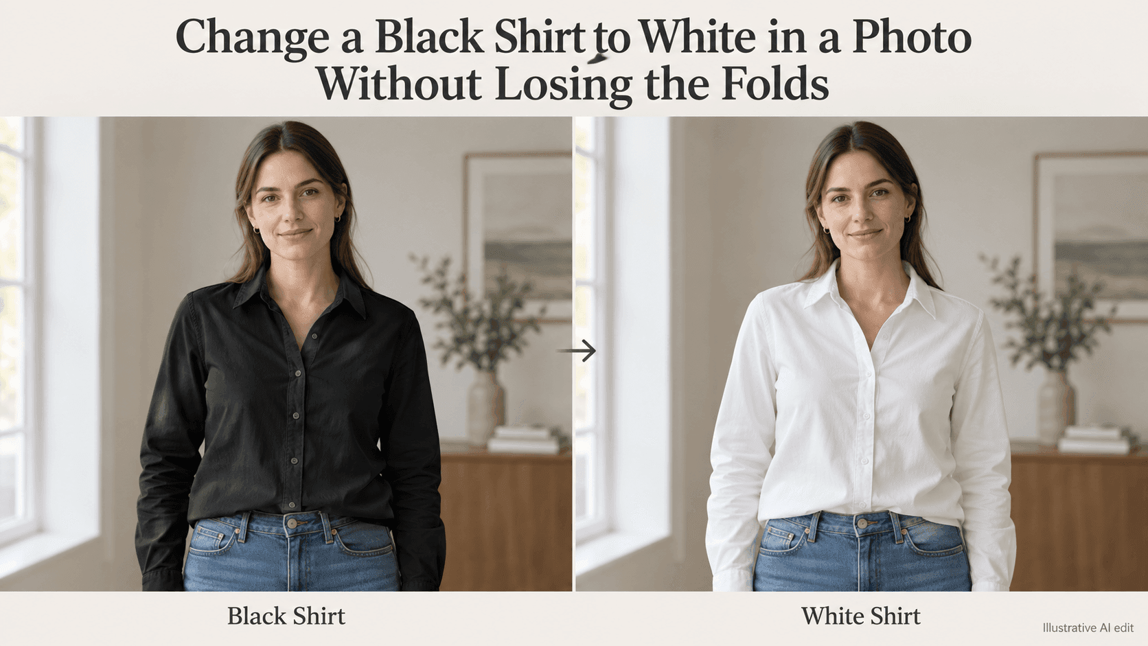 Change a Black Shirt to White in a Photo Without Losing the Folds