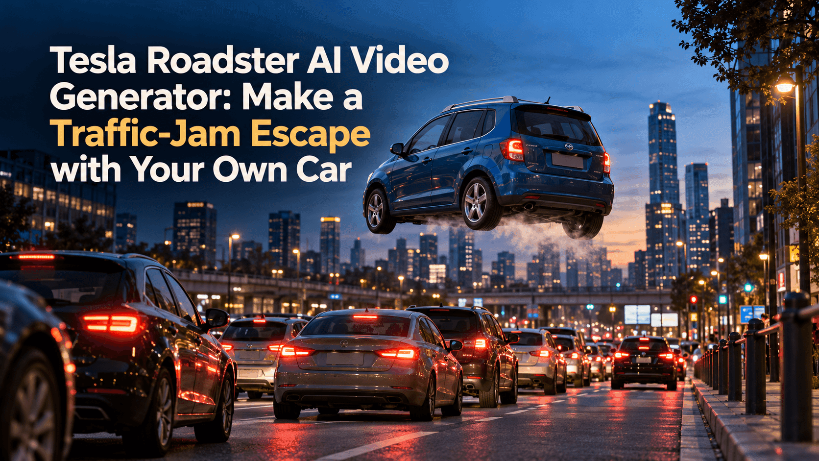 Tesla Roadster AI Video Generator: Make a Traffic-Jam Escape with Your Own Car