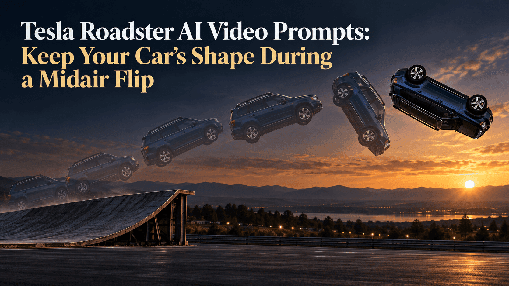 Tesla Roadster AI Video Prompts: Keep Your Car’s Shape During a Midair Flip